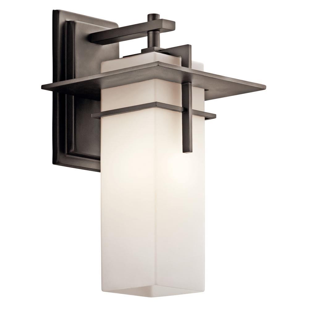 Kichler 49643OZ Caterham 14.75 inch 1 Light Outdoor Wall Light with Satin Etched Cased Opal Glass in Olde Bronze® in 