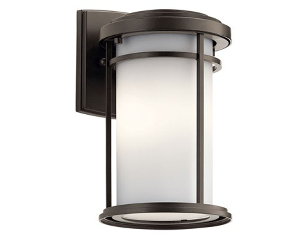 Kichler 49686OZL18 Toman 10.25"  LED Outdoor Wall Light with Satin Etched Glass in Olde Bronze in Olde Bronze®