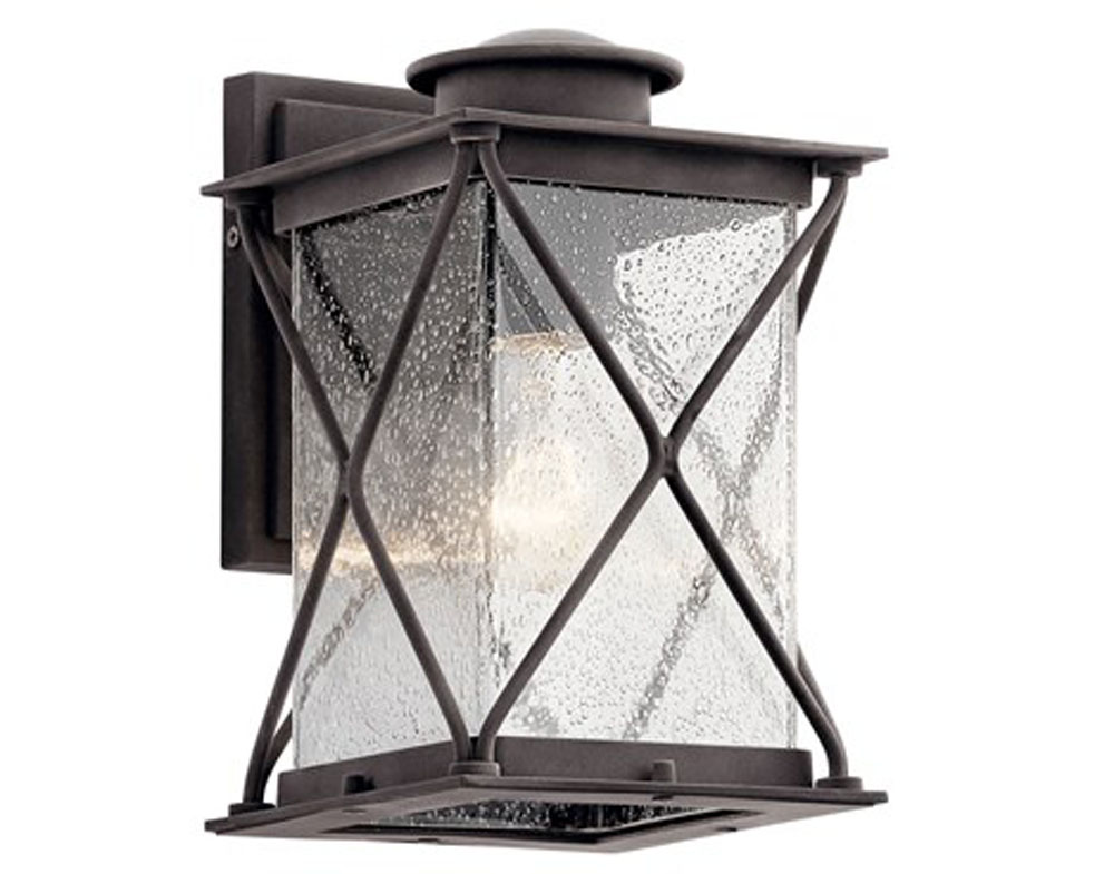 Kichler 49743WZCL18 Argyle 10.25" 1 LED Outdoor Light Wall Light with Clear Seeded Glass in Weathered Zinc  in Weathered Zinc