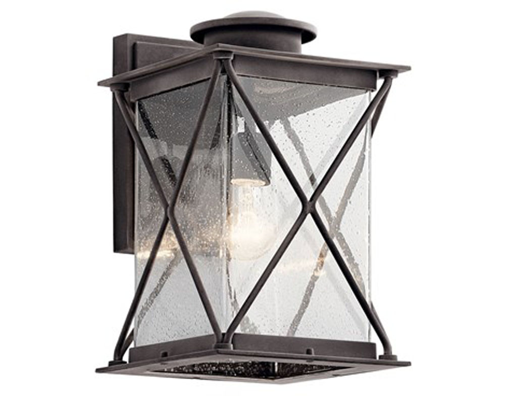 Kichler 49745WZCL18 Argyle 15" 1 LED Light Outdoor Wall Light with Clear Seeded Glass in Weathered Zinc  in Weathered Zinc