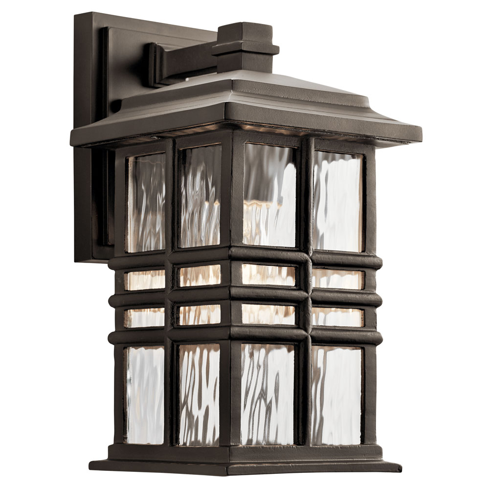 Kichler 49829OZ Beacon Square 12" 1 Light Outdoor Wall Light with Clear Hammered Glass in Olde Bronze®
