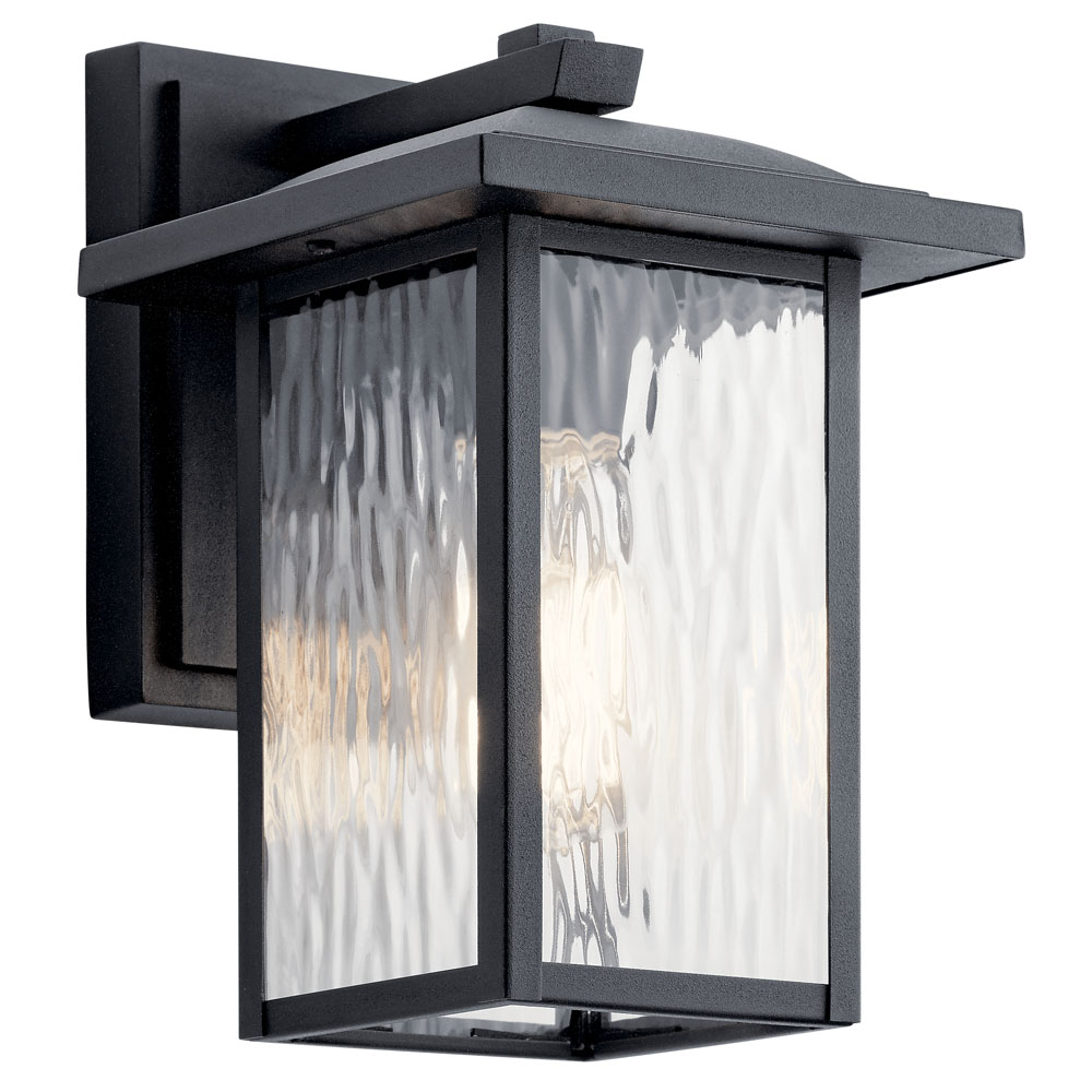 Kichler 49924BKT Capanna 10.25" 1 Light Outdoor Wall Light with Clear Water Glass in Textured Black
