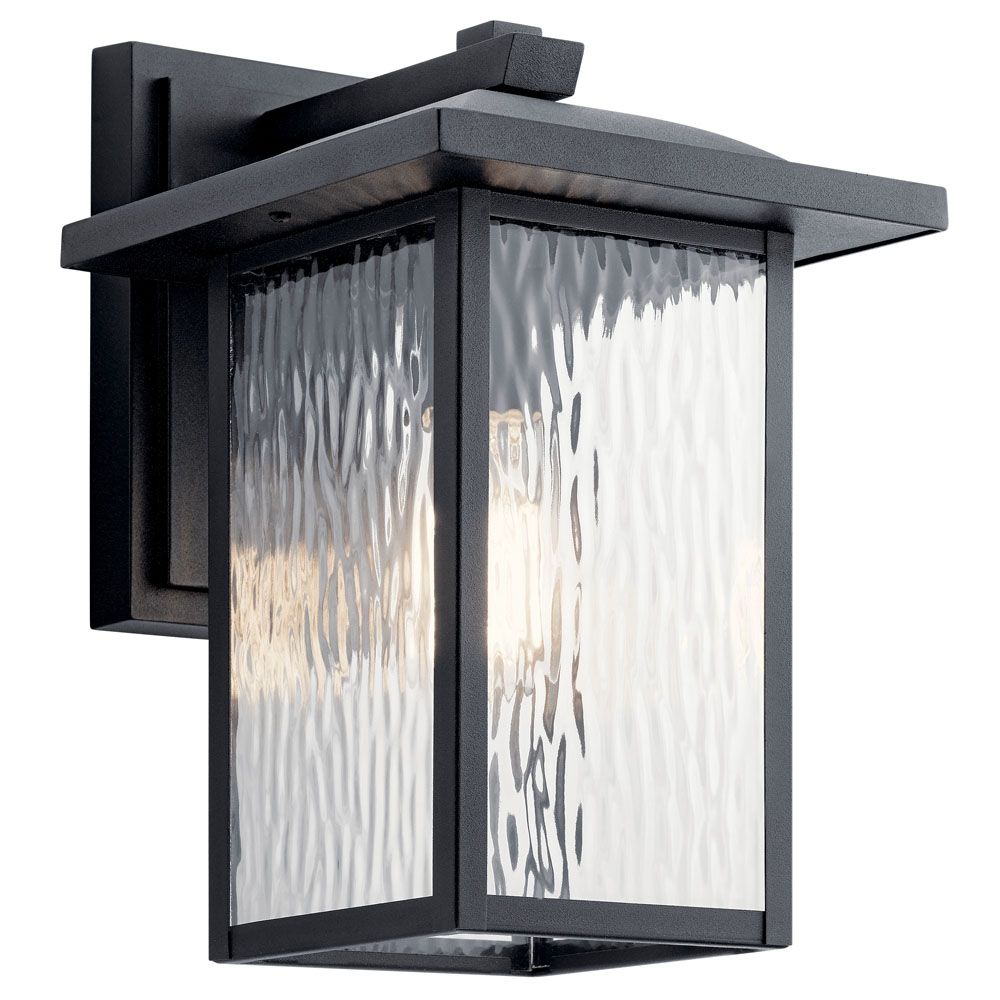 Kichler 49925BKT Capanna 13.25" 1 Light Outdoor Wall Light with Clear Water Glass in Textured Black