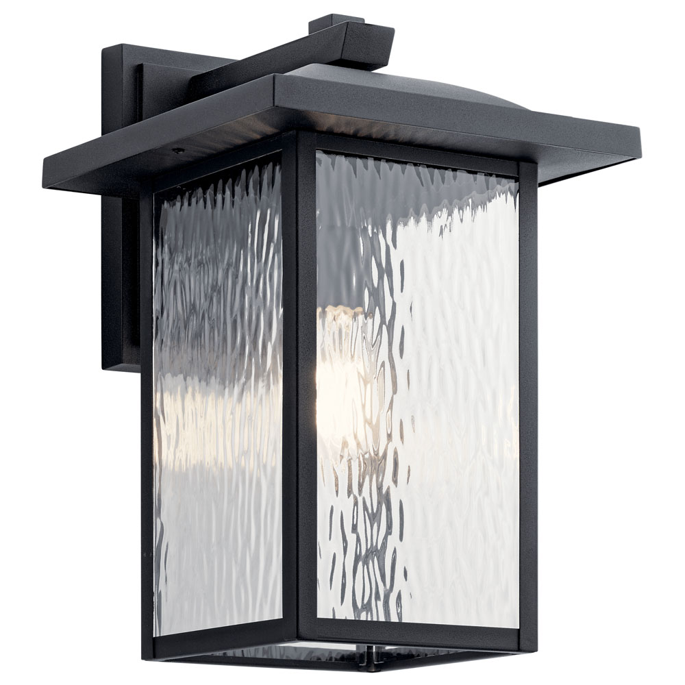 Kichler 49926BKT Capanna 16" 1 Light Outdoor Wall Light with Clear Water Glass in Textured Black