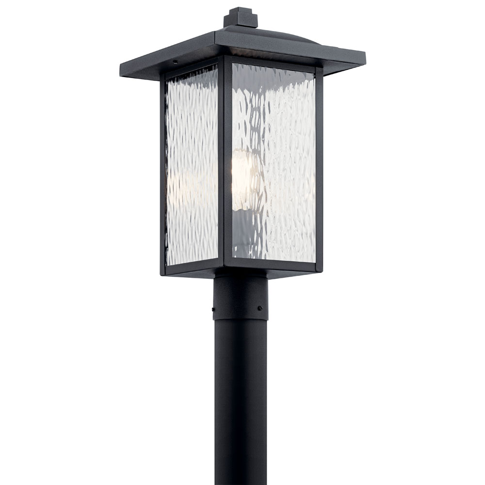 Kichler 49927BKT Capanna 18.25 inch  1 Light Post Light with Clear Water Glass in Textured Black