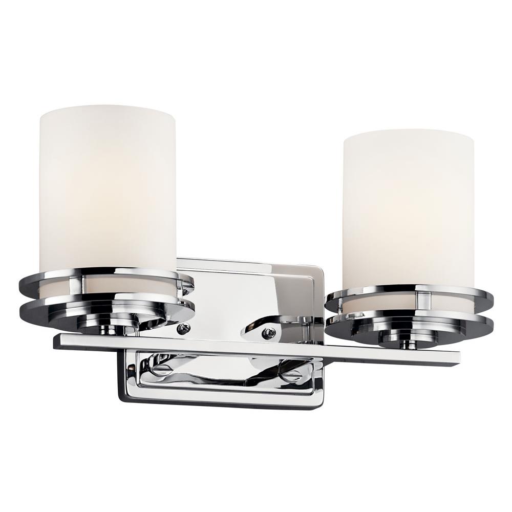 Kichler 5077CH Hendrik 14.5" 2 Light Vanity Light with Satin Etched Cased Opal Chrome in Chrome