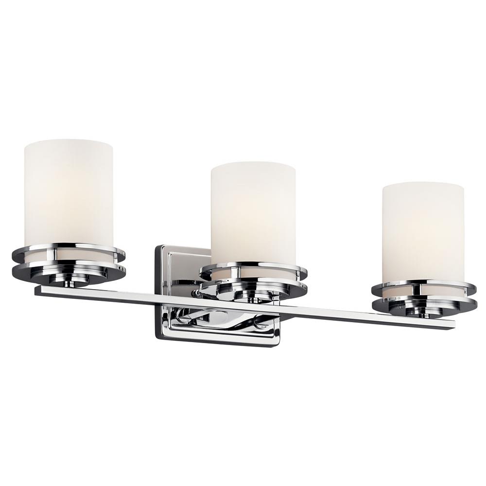 Kichler 5078CH Hendrik 24" 3 Light Vanity Light with Satin Etched Cased Opal Glass Chrome in Chrome