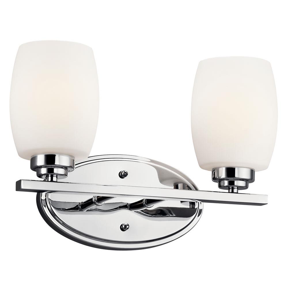 Kichler 5097CH Eileen 14.25" 2 Light Vanity Light with Satin Etched Cased Opal Glass in Chrome in Chrome