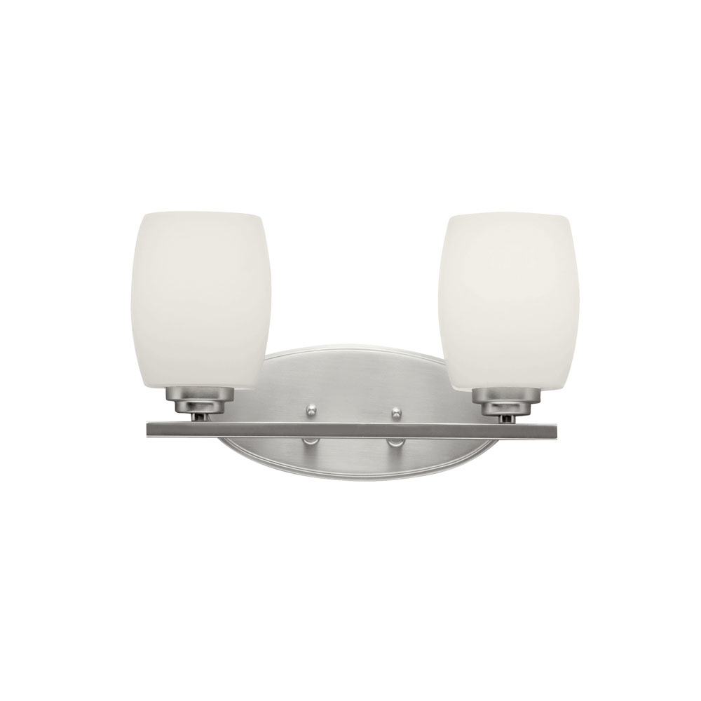 Kichler 5097NI Eileen 14.25" 2 Light Vanity Light with Satin Etched Cased Opal Glass in Brushed Nickel