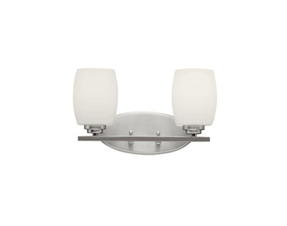 Kichler 5097NIL18 Eileen 14.25" 2 Light LED Vanity Light with Satin Etched Cased Opal Glass in Brushed Nickel