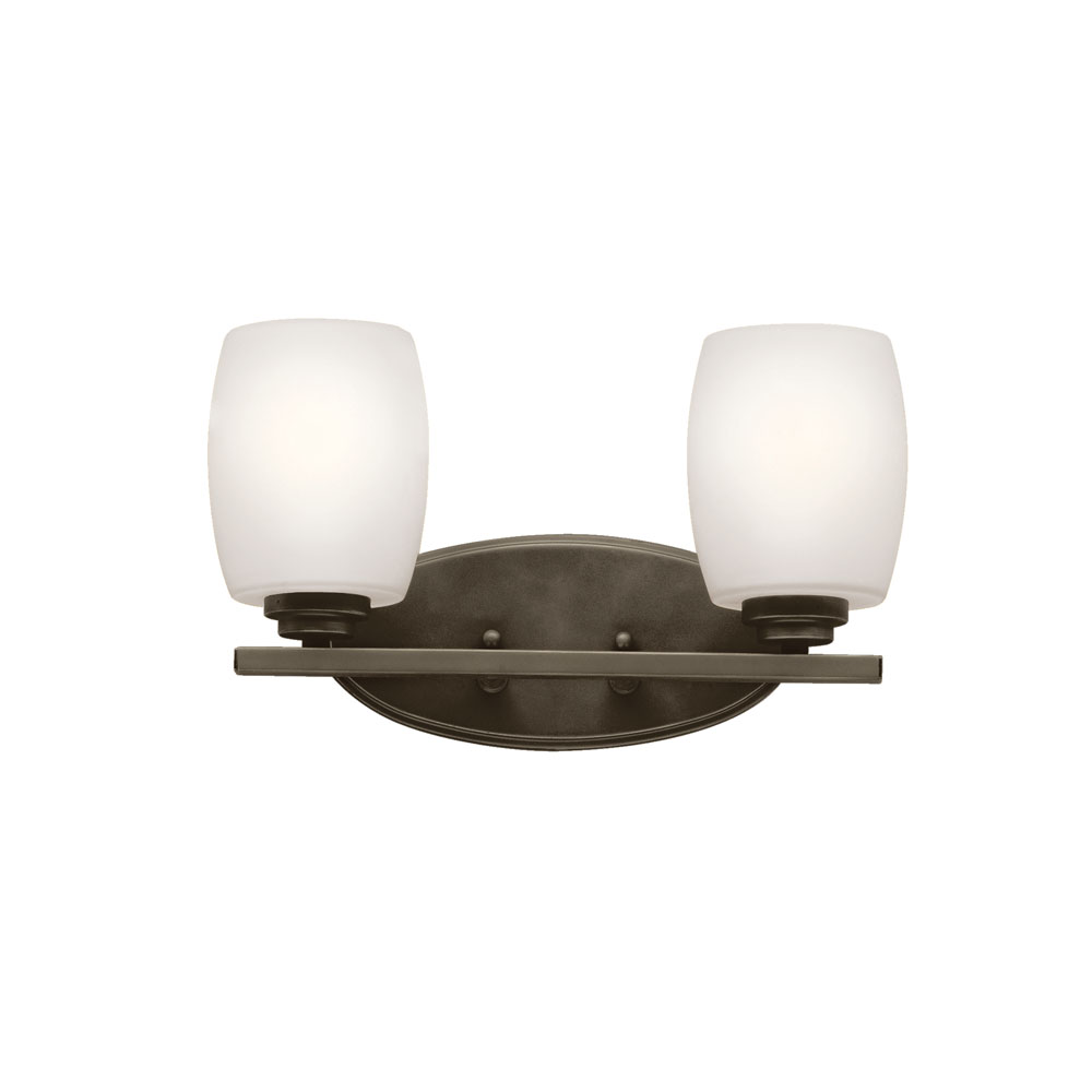 Kichler 5097OZS Eileen 14.25" 2 Light Vanity Light with Satin Etched Cased Opal Glass in Olde Bronze® 