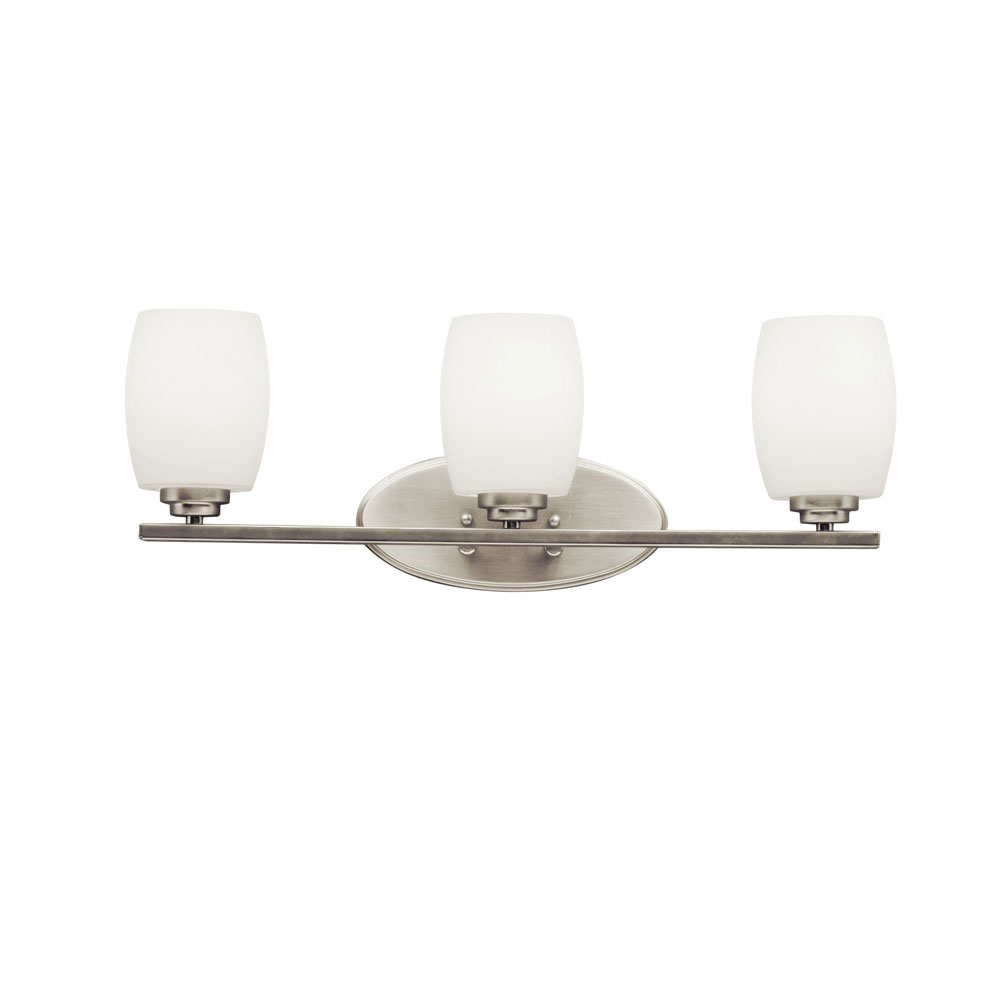 Kichler 5098NI Eileen 24" 3 Light Vanity Light with Satin Etched Cased Opal Glass in Brushed Nickel