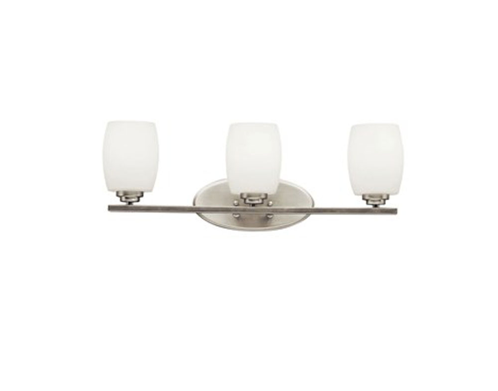 Kichler 5098NIL18 Eileen 24" 3 Light LED Vanity Light with Satin Etched Cased Opal Glass in Brushed Nickel