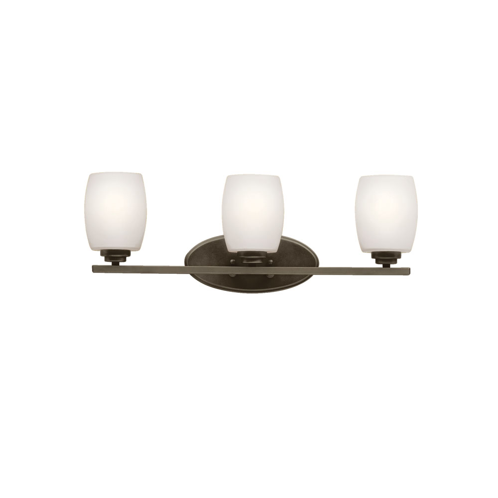Kichler 5098OZS Eileen 24" 3 Light Vanity Light with Satin Etched Cased Opal Glass in Olde Bronze® 