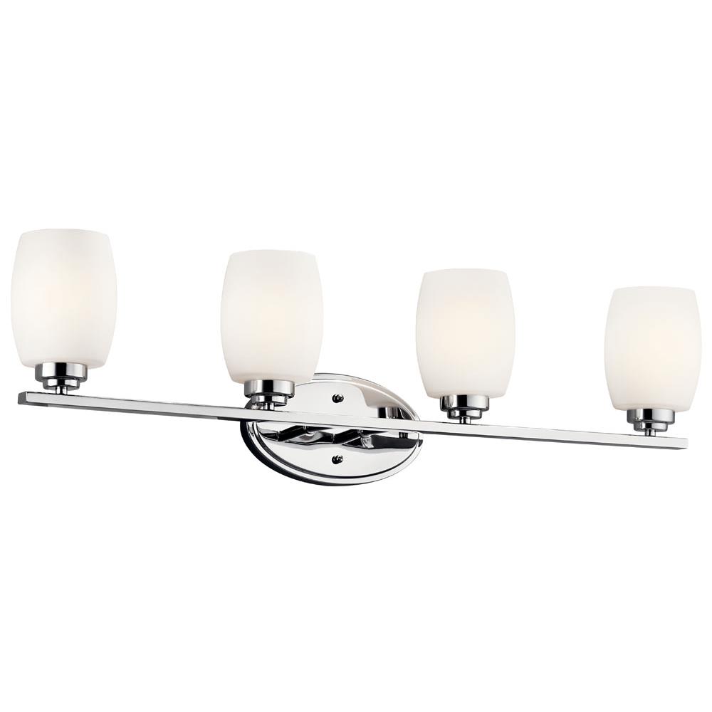 Kichler 5099CH Eileen 33.75" 4 Light Vanity Light with Satin Etched Cased Opal Glass in Chrome in Chrome
