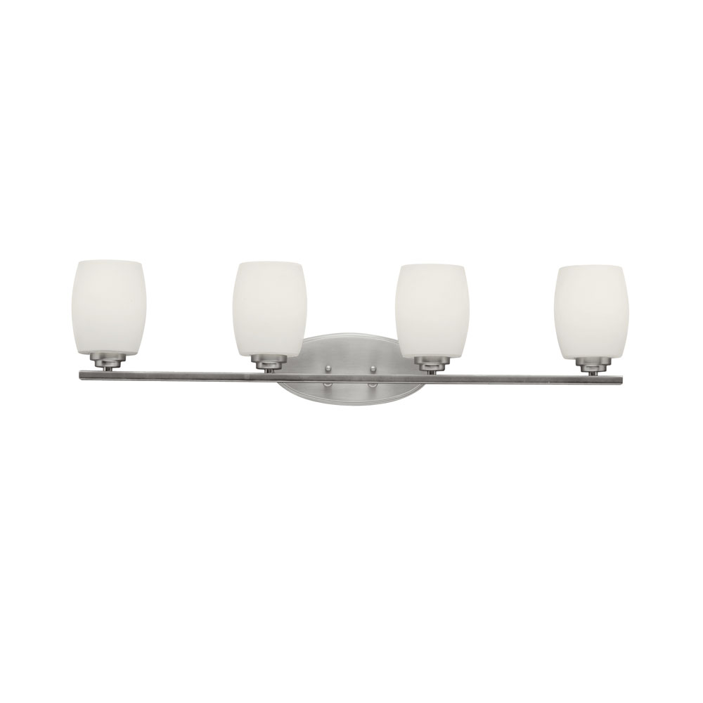 Kichler 5099NI Eileen 33.75" 4 Light Vanity Light with Satin Etched Cased Opal Glass in Brushed Nickel