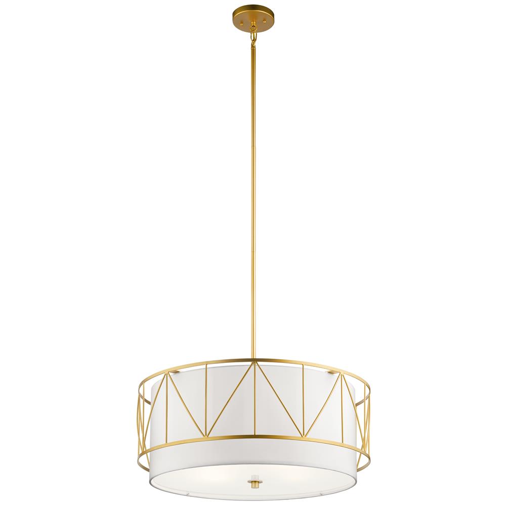 Kichler 52072CLG Birkleigh 11.5" 4 Light Pendant Classic with Satin Etched Glass in Gold in Classic Gold