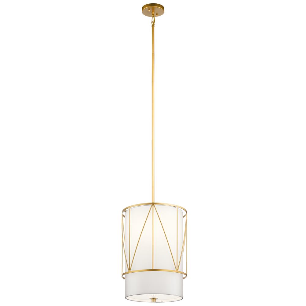 Kichler 52073CLG Birkleigh 18.25" 1 Light Pendant with Satin Etched Glass in Classic Gold in Classic Gold