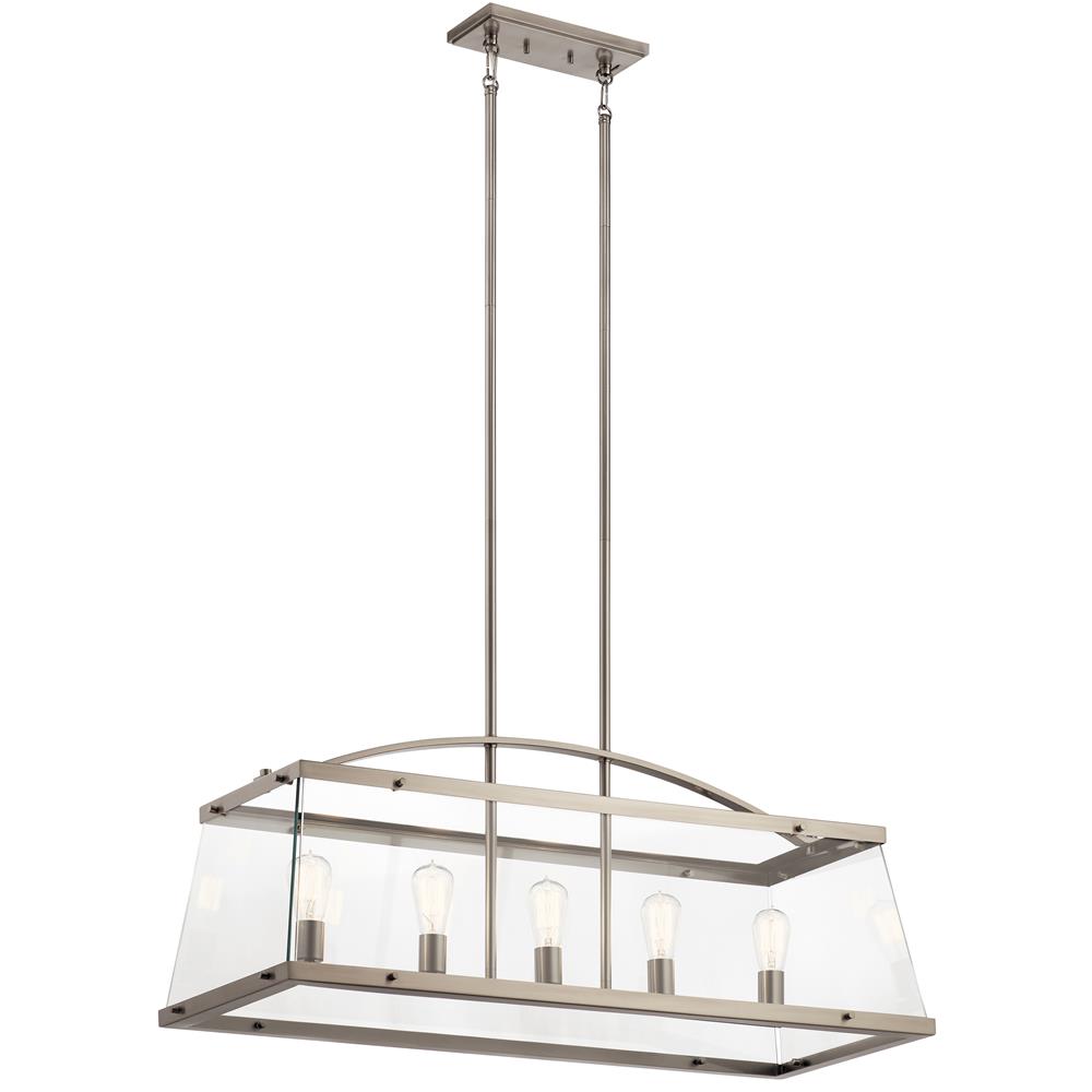 Kichler 52123CLP Darton 40.75" 5 Light Linear Chandelier with Clear Glass in Classic Pewter in Classic Pewter