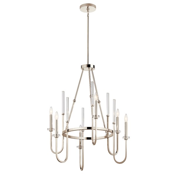 Kichler 52209PN Kadas 36.25" 6 Light Chandelier with Clear Crystal Glass in Polished Nickel in Polished Nickel