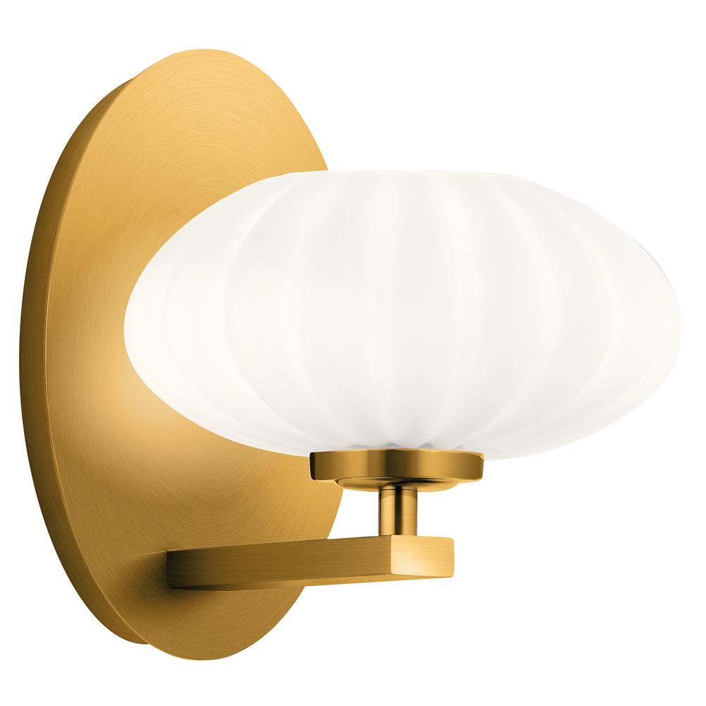 Kichler 52229FXG Pim 8" 1 Light Wall Sconce with Satin Etched Cased Opal Glass in Fox Gold in Fox Gold