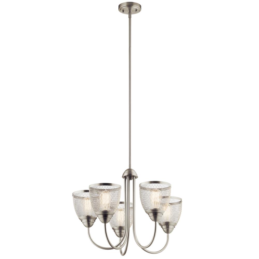 Kichler 52269NI Voclain 17.5" 5 Light Chandelier with Mesh Shade in Brushed Nickel