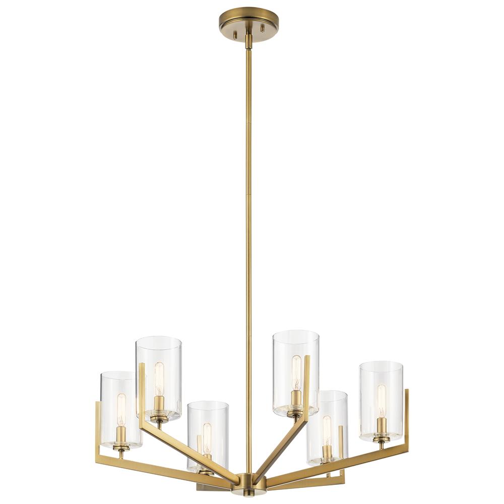 Kichler 52314BNB Nye 14.75" 6 Light Chandelier with Clear Glass in Brushed Natural Brass in Brushed Natural Brass