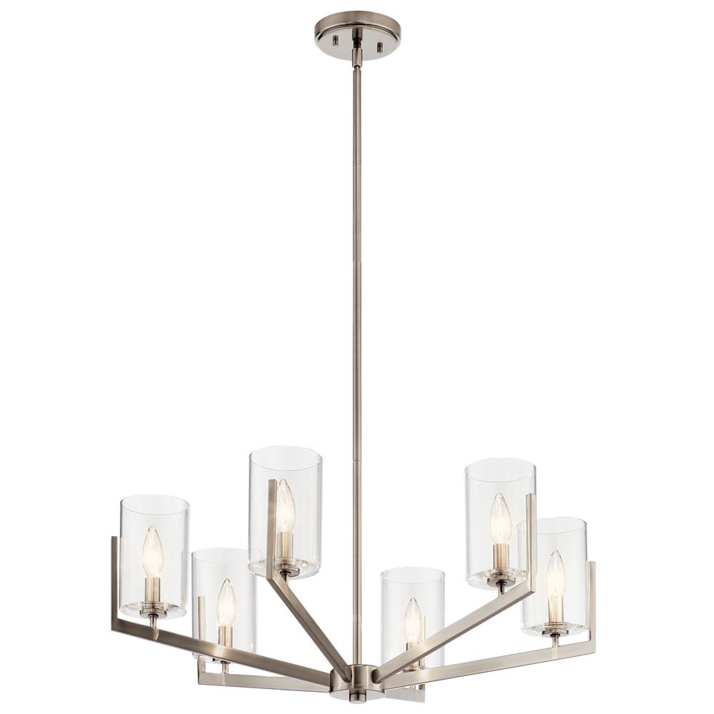 Kichler 52314CLP Nye 14.75" 6 Light Chandelier with Clear Glass in Classic Pewter in Classic Pewter