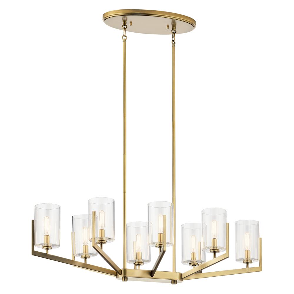 Kichler 52315BNB Nye 14.75" 8 Light Oval Chandelier with Clear Glass in Brushed Natural Brass in Brushed Natural Brass