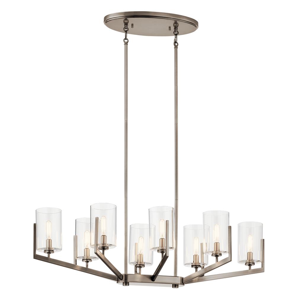 Kichler 52315CLP Nye 14.75" 8 Light Oval Chandelier with Clear Glass in Classic Pewter in Classic Pewter