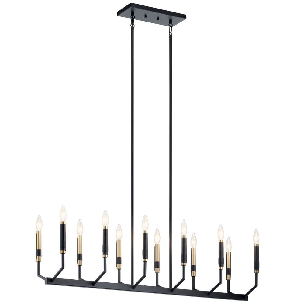 Kichler 52350BK Armand 42.75 inch 12 Light Linear Chandelier in Black and Bronze Finish
