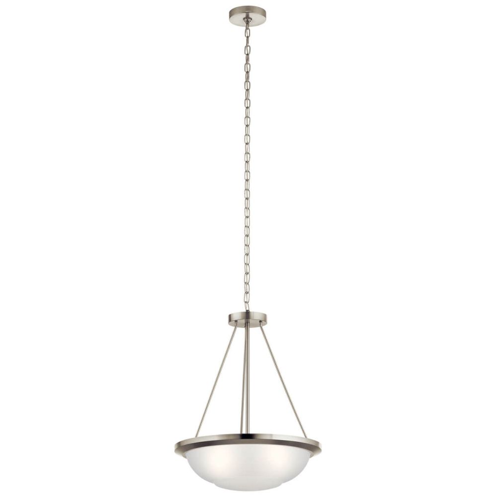 Kichler 52393NI Ritson 3 Light Inverted Pendant with Satin Etched Glass Brushed Nickel
