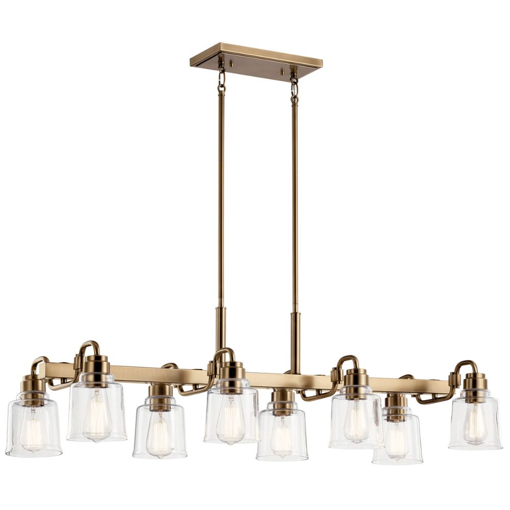 Kichler 52400WBR Aivian 42" 8 Light Linear Chandelier with Clear Glass Weathered Brass