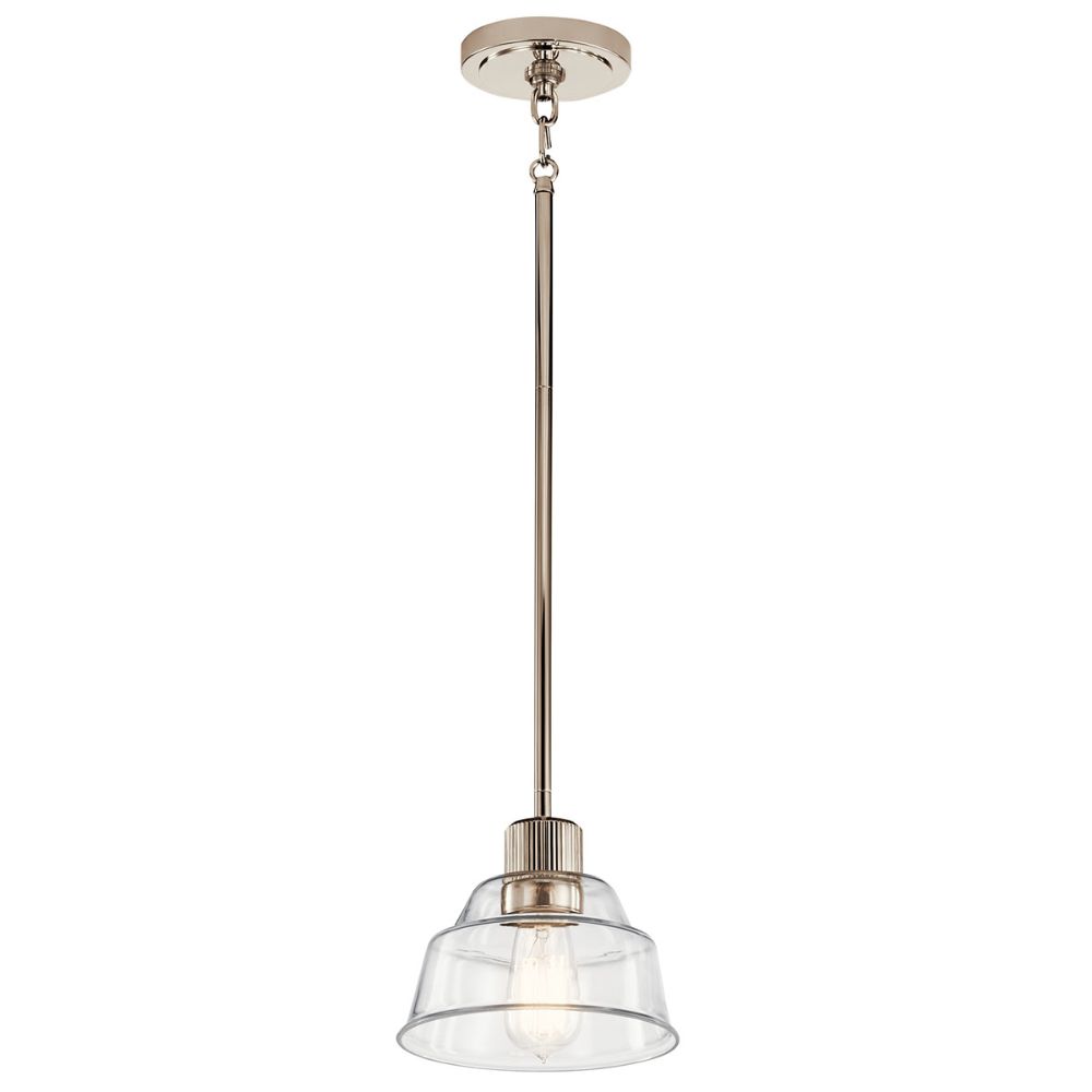 Kichler 52405PN Eastmont 1 Light Mini Pendant with Clear Glass Polished Nickel