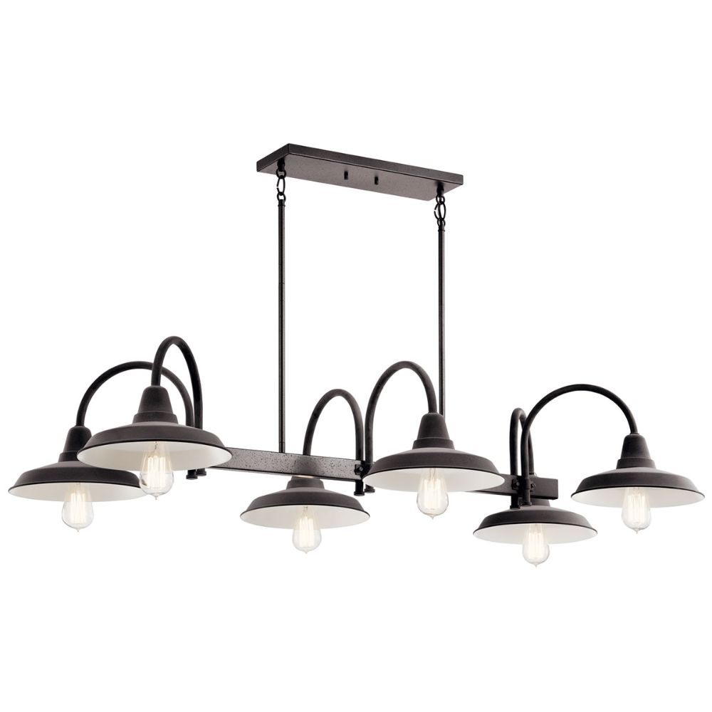 Kichler 52408WZC Marrus 6 Light Linear Chandelier Weathered Zinc and Anvil Iron