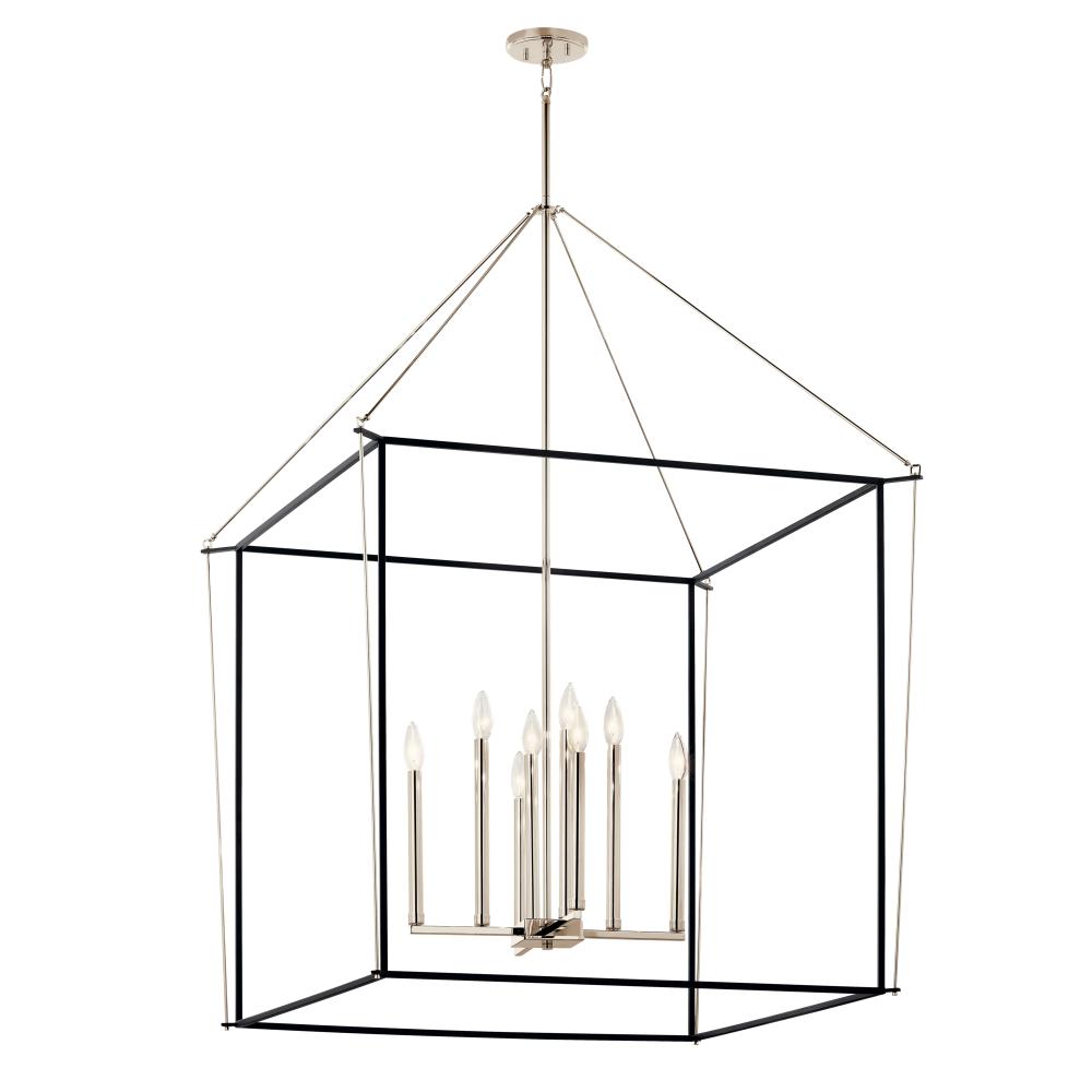 Kichler 52629PN Eisley 50 Inch 8 Light 2 Tier Foyer Pendant in Polished Nickel and Black