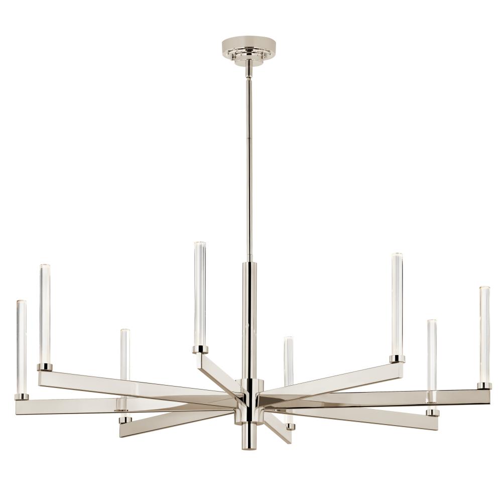 Kichler 52668PN Sycara 48.5 Inch 8 Light LED Chandelier with Faceted Crystal in Polished Nickel