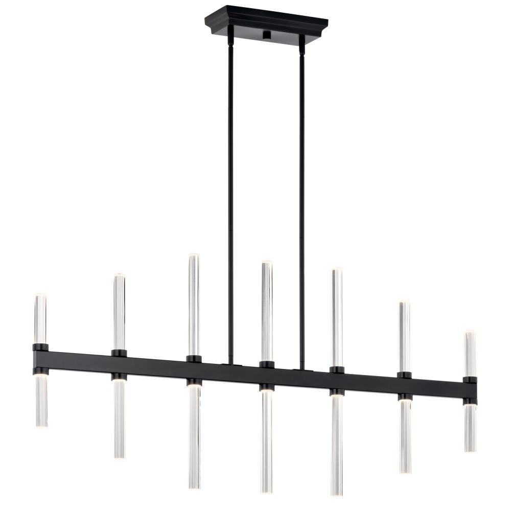 Kichler 52670BK Sycara 48.25 Inch 14 Light LED Linear Chandelier with Faceted Crystal in Black