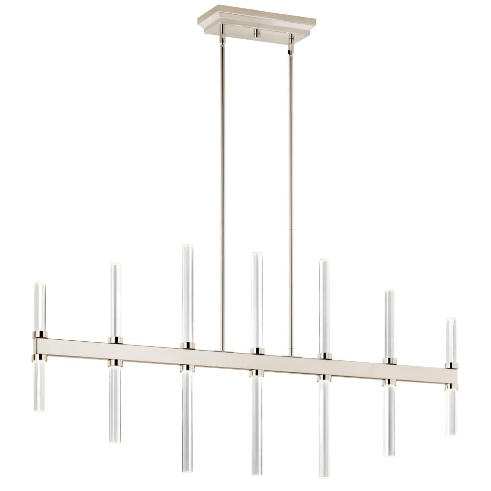 Kichler 52670PN Sycara 48.25 Inch 14 Light LED Linear Chandelier with Faceted Crystal in Polished Nickel