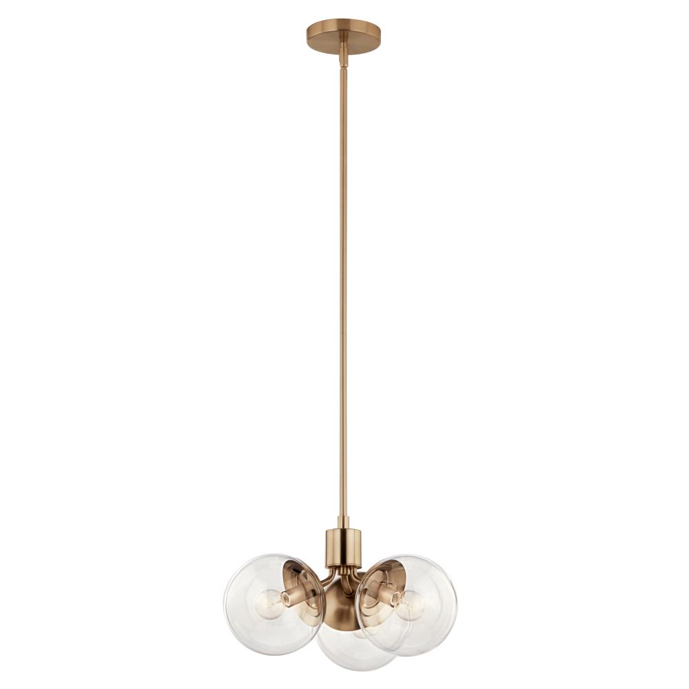 Kichler 52700CPZCLR Silvarious 16.5 Inch 3 Light Convertible Pendant with Clear Glass in Champagne Bronze