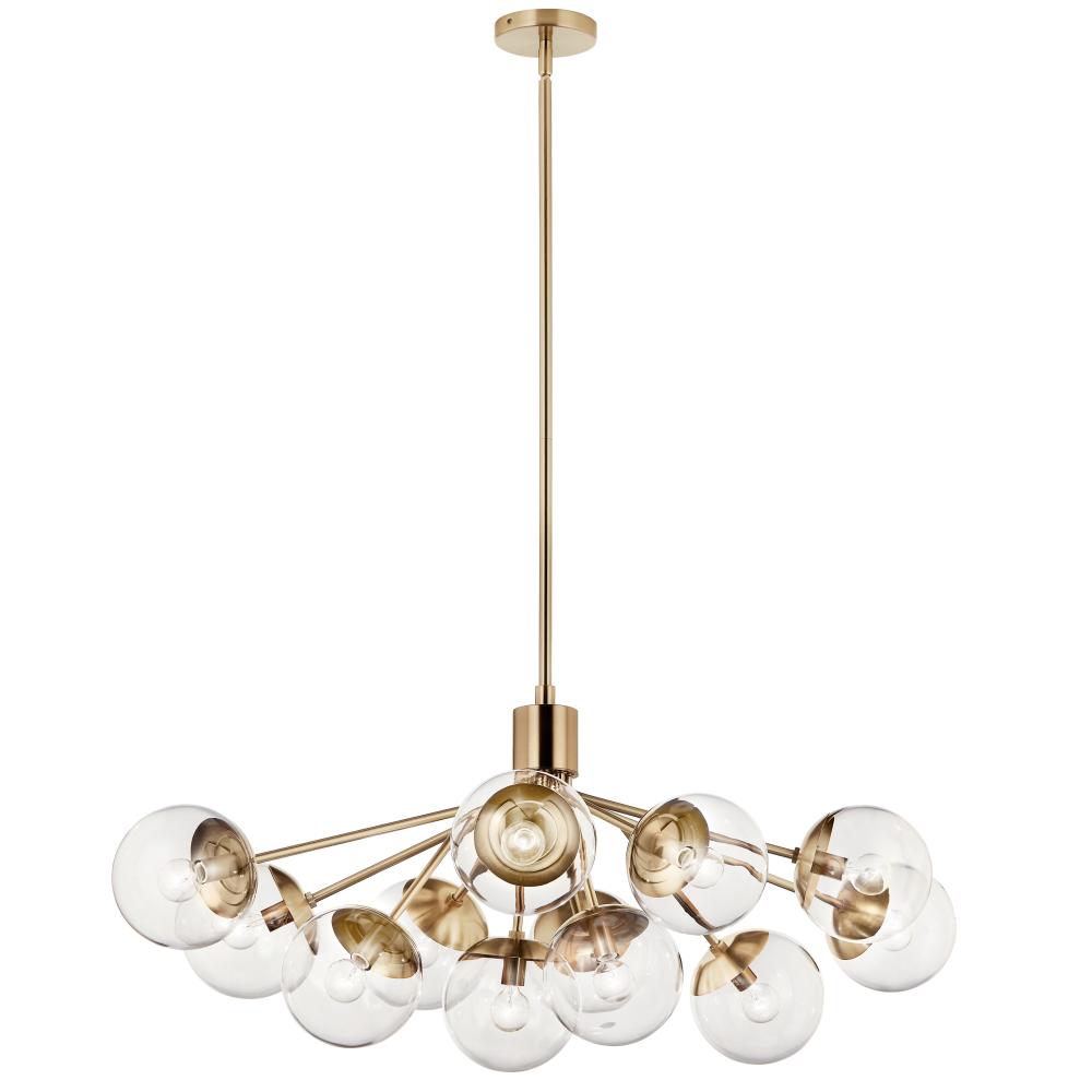 Kichler 52703CPZCLR Silvarious 48 Inch 12 Light Linear Convertible Chandelier with Clear Glass in Champagne Bronze