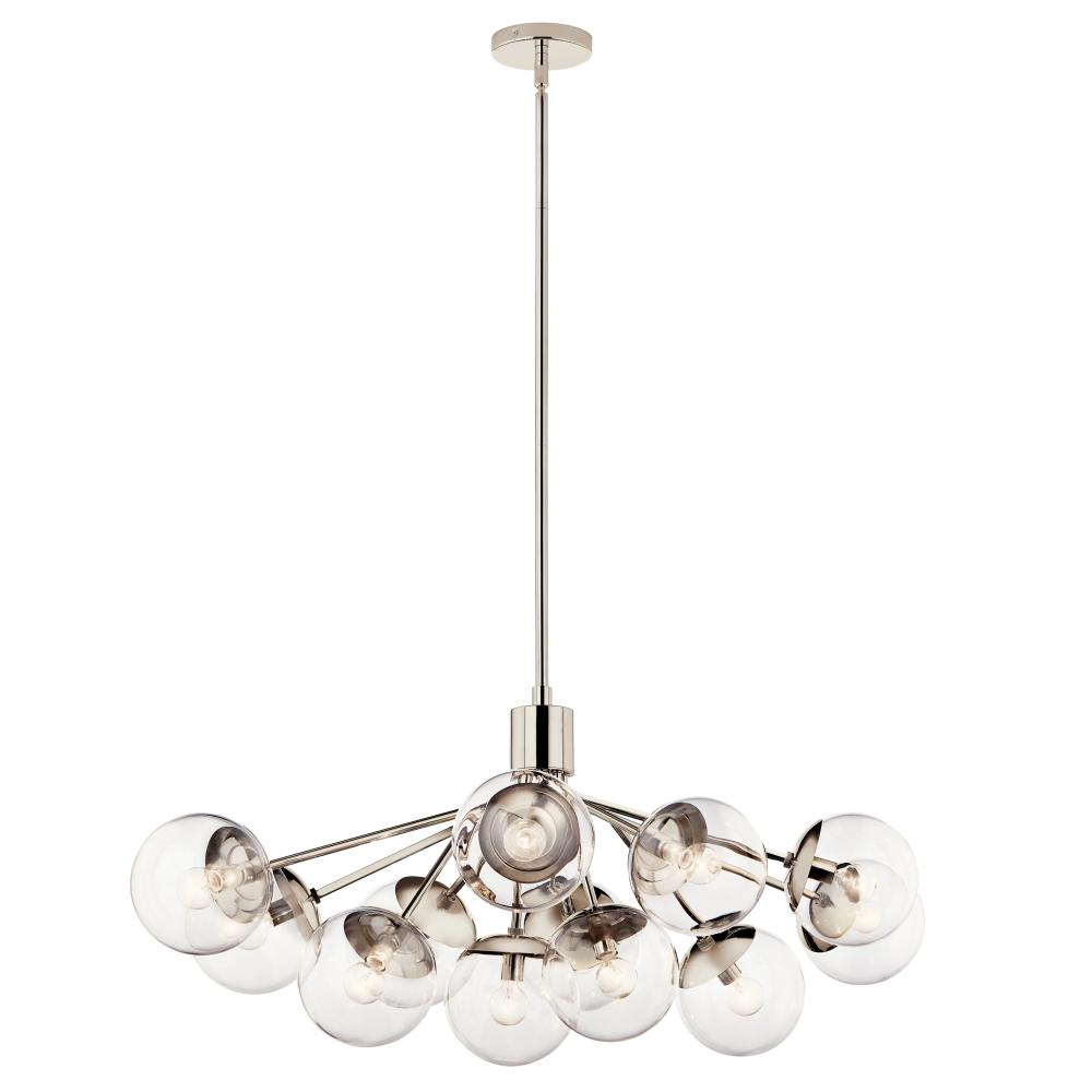 Kichler 52703PNCLR Silvarious 48 Inch 12 Light Linear Convertible Chandelier with Clear Glass in Polished Nickel