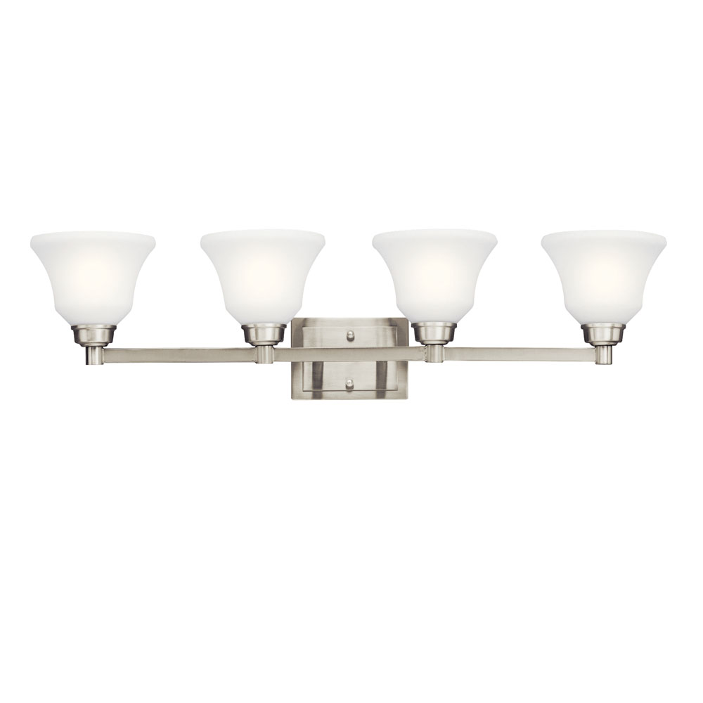 Kichler 5391NI Langford 35" 4 Light Vanity Light with Satin Etched White Glass in Brushed Nickel
