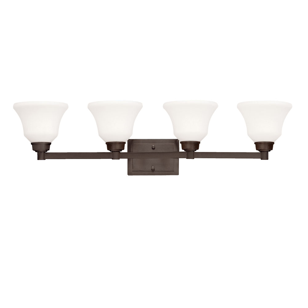 Kichler 5391OZ Langford 35" 4 Light Vanity Light with Satin Etched White Glass in Olde Bronze®