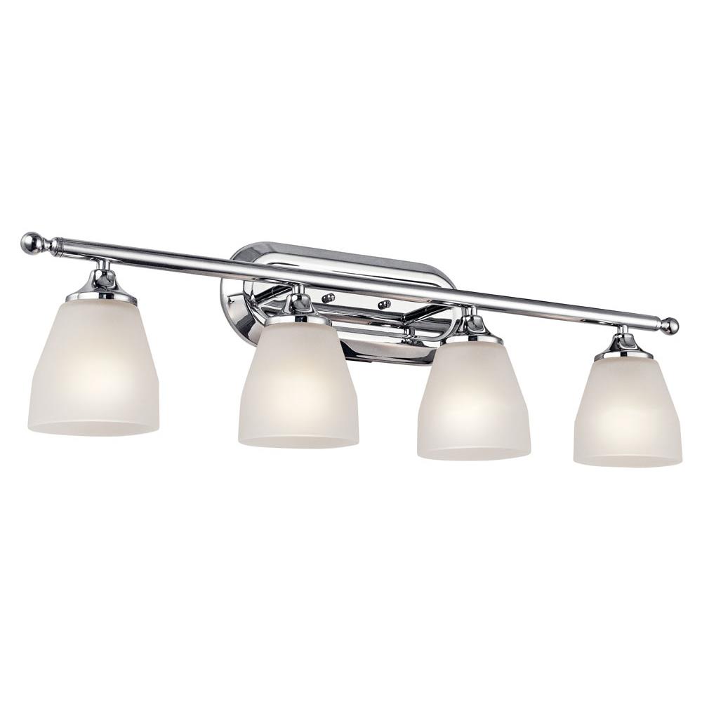 Kichler 5449CH Ansonia 31.25" 4 Light Vanity Light with Satin Etched Glass in Chrome in Chrome
