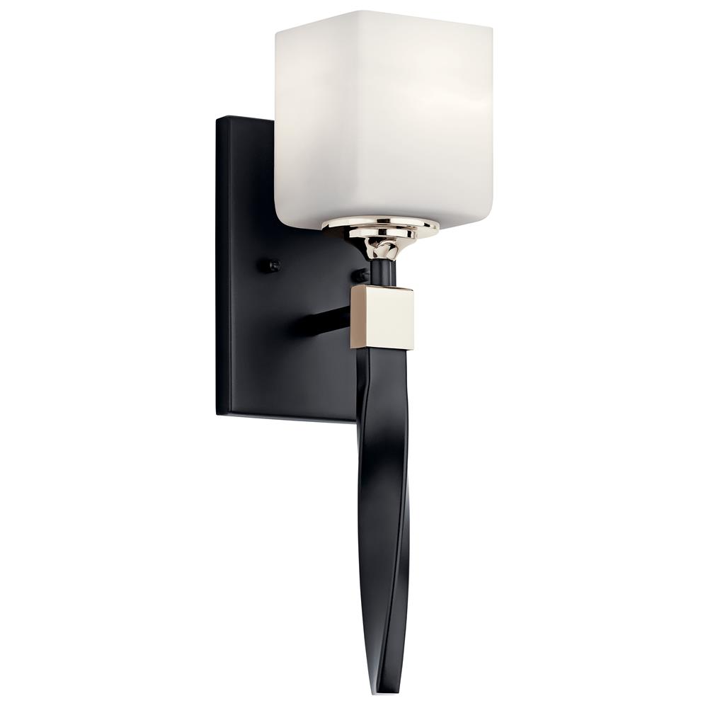 Kichler 55000BK Marette 5" 1 Light Wall Sconce with Satin Etched Cased Opal Glass in Black