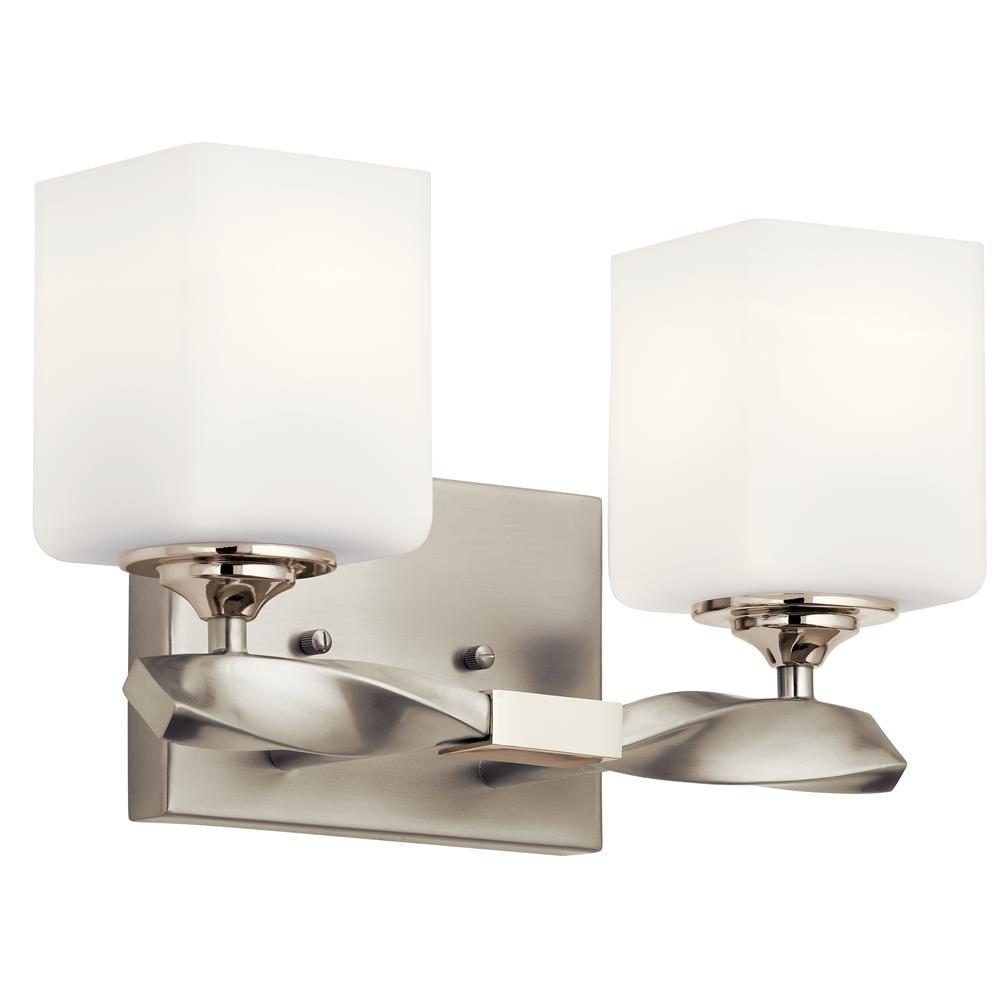 Kichler 55001NI Marette 13.5 "  2 Light Vanity Light with Satin Etched Cased Opal Glass in Brushed Nickel