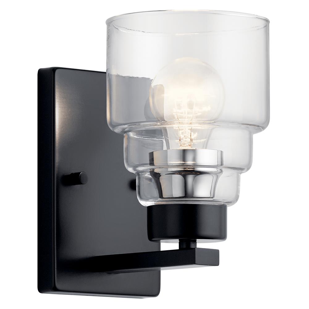 Kichler 55010BK Vionnet 8.5" 1 Light Wall Sconce with Clear Glass in Black