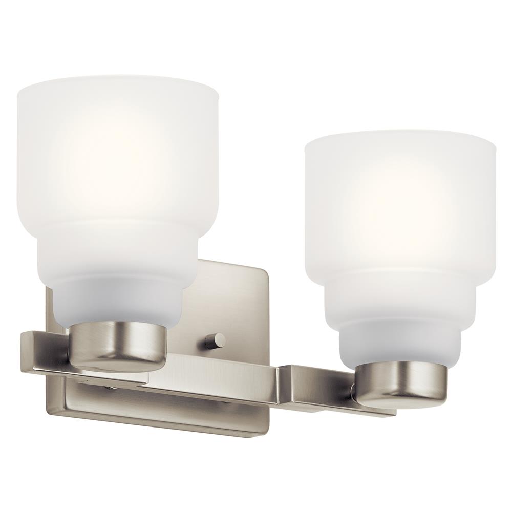 Kichler 55011NI Vionnet 14.5" 2 Light Vanity Light with Satin Etched Glass in Brushed Nickel