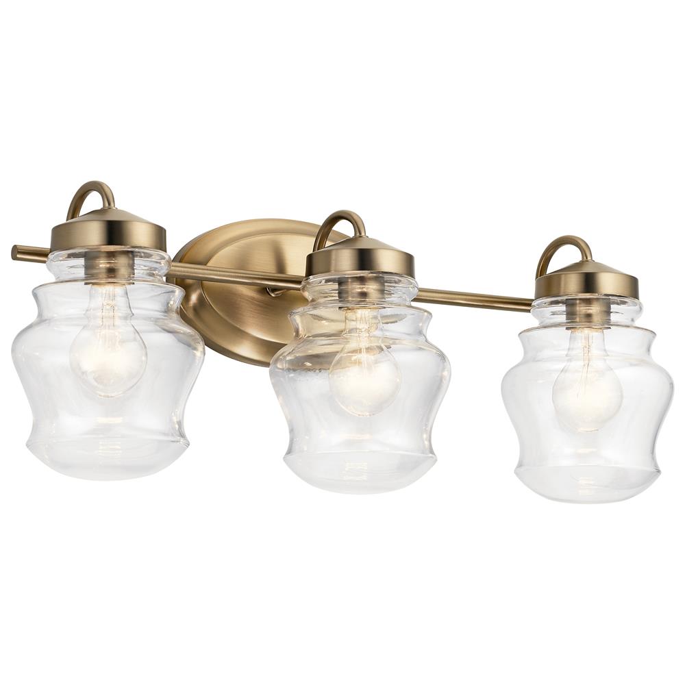 Kichler 55039CLZ Janiel 24" 3 Light Vanity Light with Clear Glass in Classic Bronze in Classic Bronze